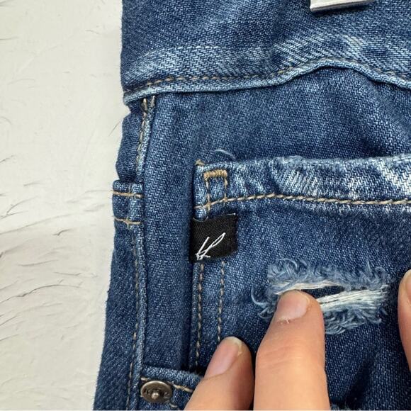 Kancan Blue Wide Leg Distressed High Rise Jeans Womens 31 Denim Classic Raw Hem - Picture 8 of 13